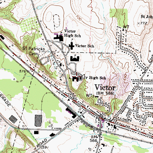 Topographic Map of Victor Junior High School, NY
