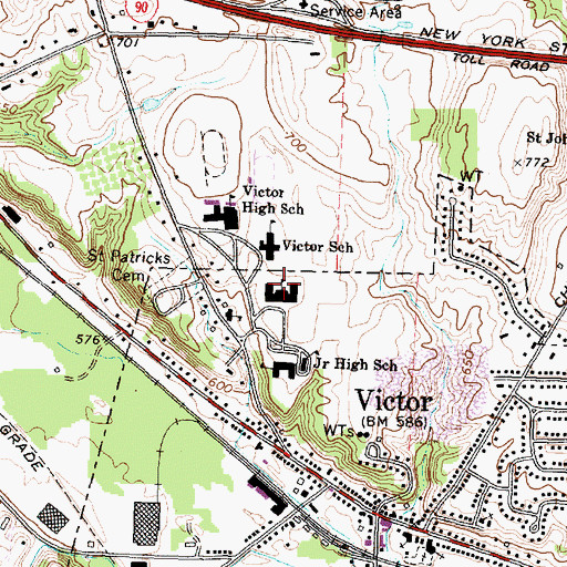 Topographic Map of Victor Primary School, NY
