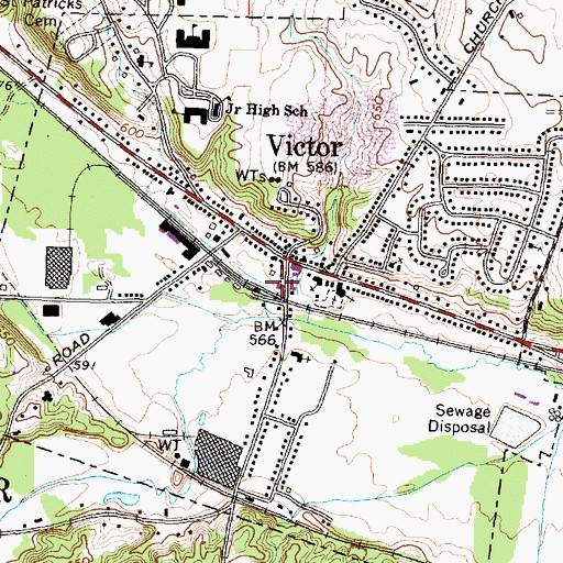Topographic Map of Victor Fire Department, NY