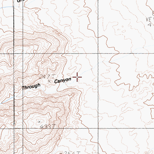 Topographic Map of Through Canyon, CA