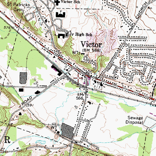 Topographic Map of Victor Free Library, NY