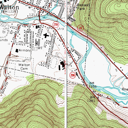 Topographic Map of Walton Junior-Senior High School, NY