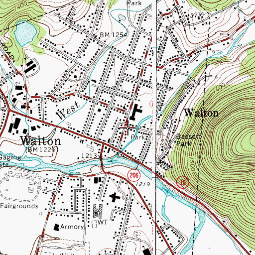 Topographic Map of Ogden Free Library, NY