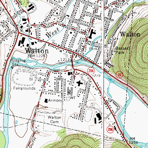 Topographic Map of Walton Grange, NY
