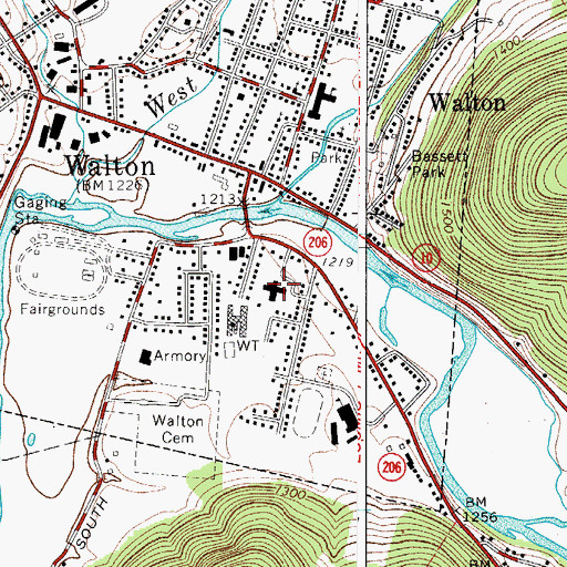 Topographic Map of UHS Delaware Valley Hospital, NY
