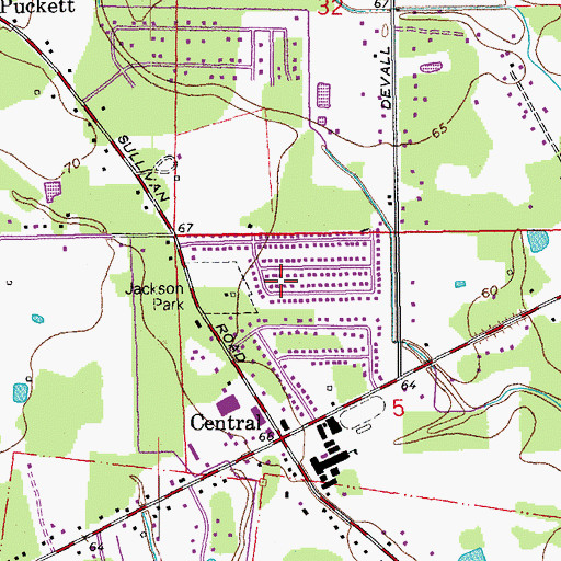 Topographic Map of City of Central, LA