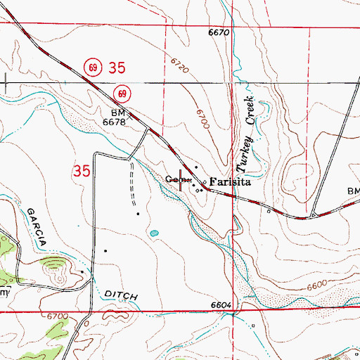 Topographic Map of Farisita Cemetery, CO