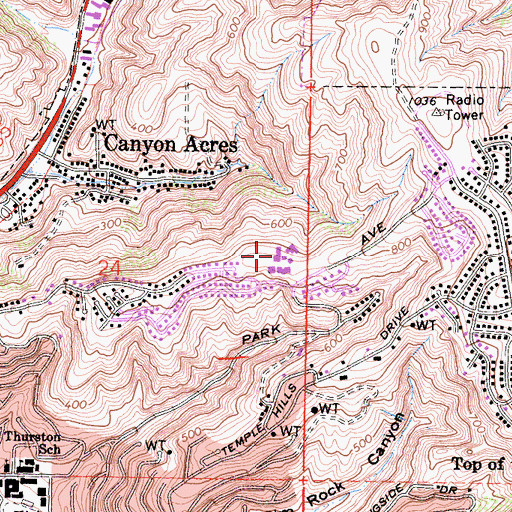 Topographic Map of Thurston Middle School, CA