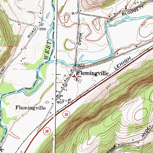Topographic Map of Flemingville United Methodist Church, NY