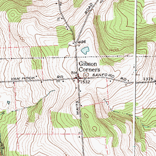 Topographic Map of Gibson Corners United Methodist Church, NY