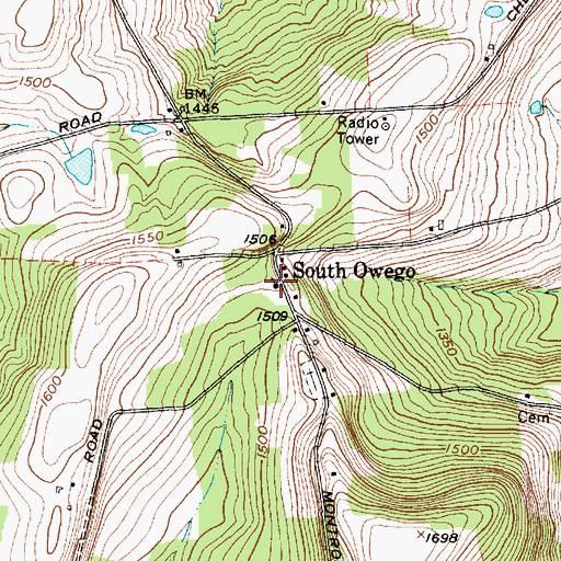 Topographic Map of South Owego Bible Church, NY