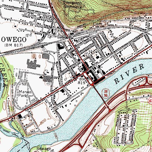 Topographic Map of Saint Paul's Episcopal Church, NY