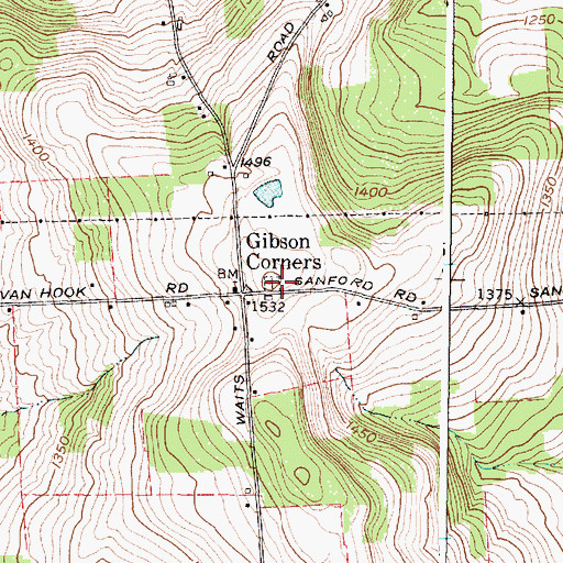 Topographic Map of Gibson Corners Cemetery, NY