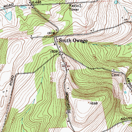 Topographic Map of Rural Owego Cemetery, NY