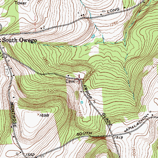Topographic Map of South Owego Cemetery, NY