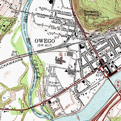 Topographic Map of Owego-Apalachin Middle School, NY