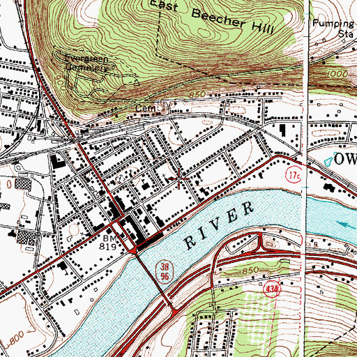 Topographic Map of Coburn Free Library, NY