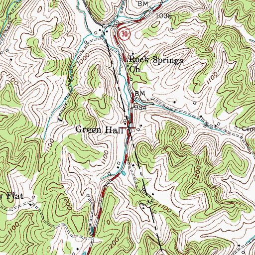 Topographic Map of Green Hall Post Office (historical), KY