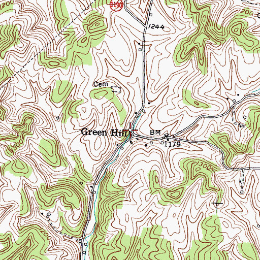 Topographic Map of Green Hill Church, KY