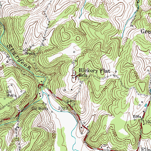 Topographic Map of Hickory Flat (historical), KY