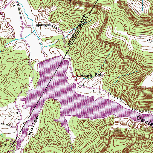 Topographic Map of Hugh Post Office (historical), KY