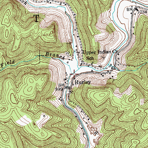 Topographic Map of Hurley Post Office (historical), KY