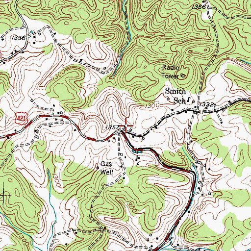 Topographic Map of Jackson County High School (historical), KY