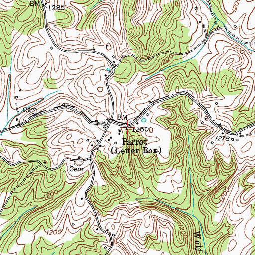 Topographic Map of Letter Box Church, KY