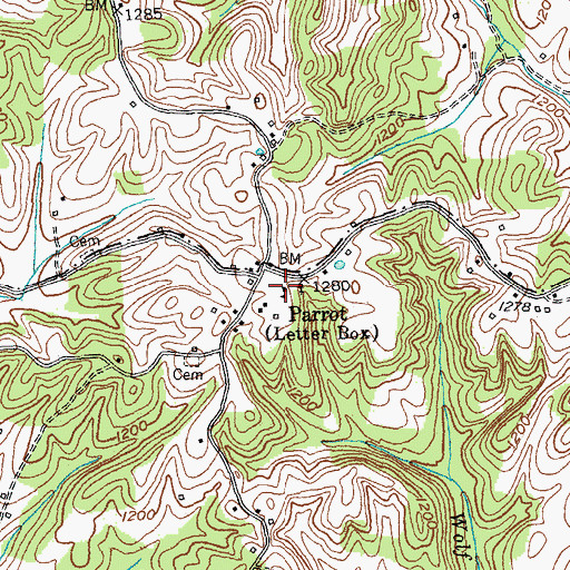 Topographic Map of Letter Box School (historical), KY