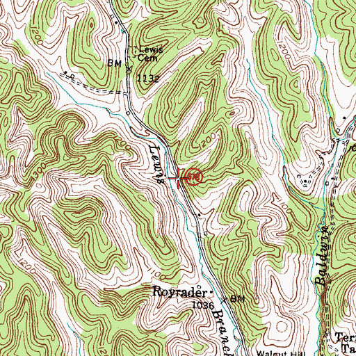 Topographic Map of Lewis (historical), KY