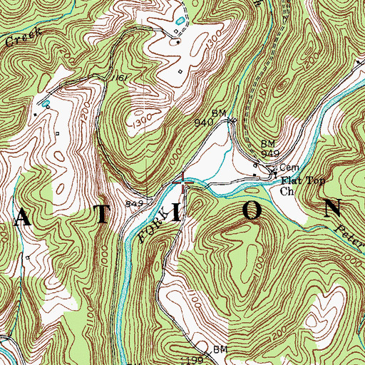 Topographic Map of Middle Fork Post Office (historical), KY