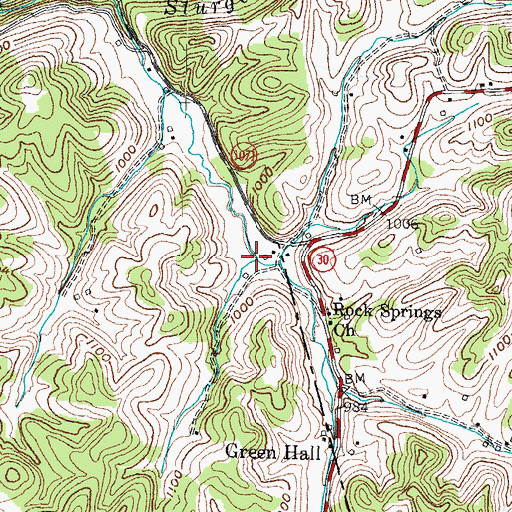 Topographic Map of Mills Branch, KY