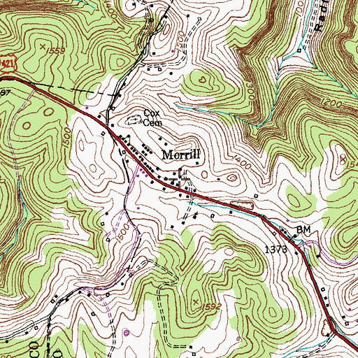 Topographic Map of Morrill Post Office (historical), KY