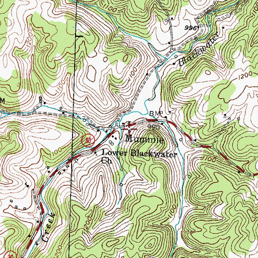 Topographic Map of Mummie Post Office (historical), KY
