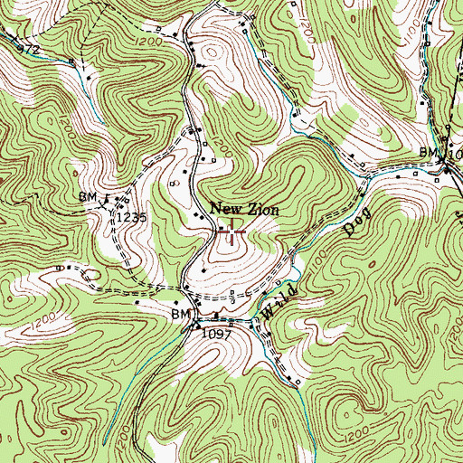 Topographic Map of New Zion Ridge, KY