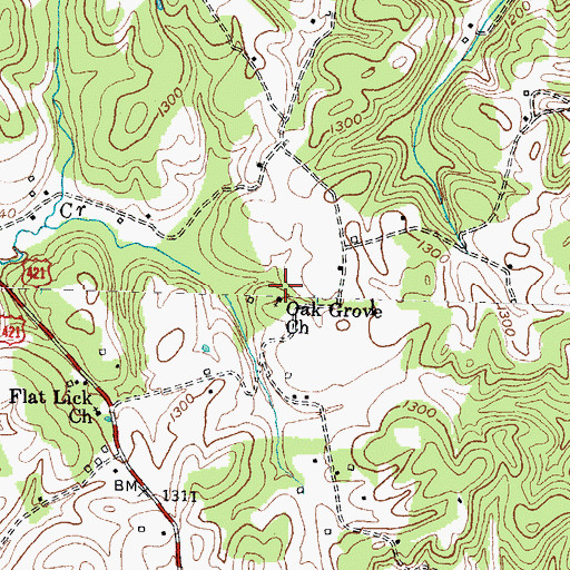 Topographic Map of Oak Grove (historical), KY
