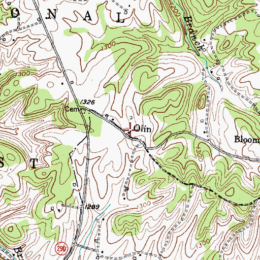 Topographic Map of Olin Post Office (historical), KY