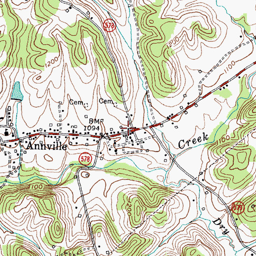 Topographic Map of Pond Creek Post Office (historical), KY