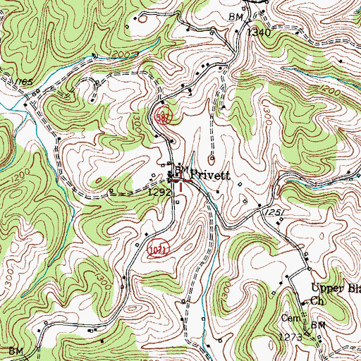 Topographic Map of Privette Post Office (historical), KY