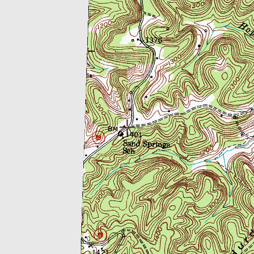 Topographic Map of Sand Springs Post Office (historical), KY