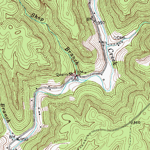 Topographic Map of Shop Branch Post Office (historical), KY