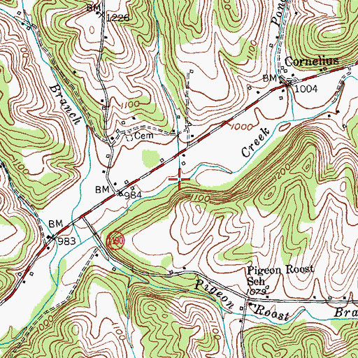 Topographic Map of Stanberry Branch, KY