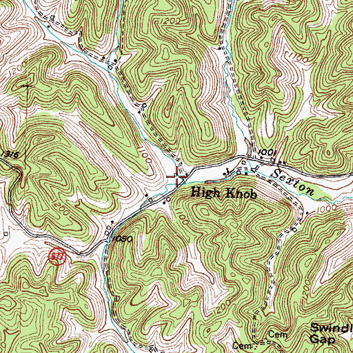Topographic Map of Stringtown Hollow, KY