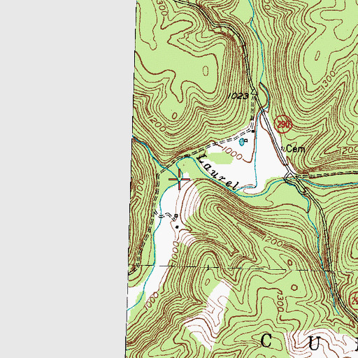 Topographic Map of Sugar Camp Creek, KY