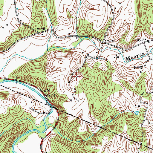 Topographic Map of Thomas Mill, KY