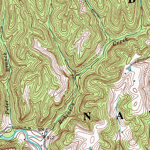 Topographic Map of Toms Branch, KY