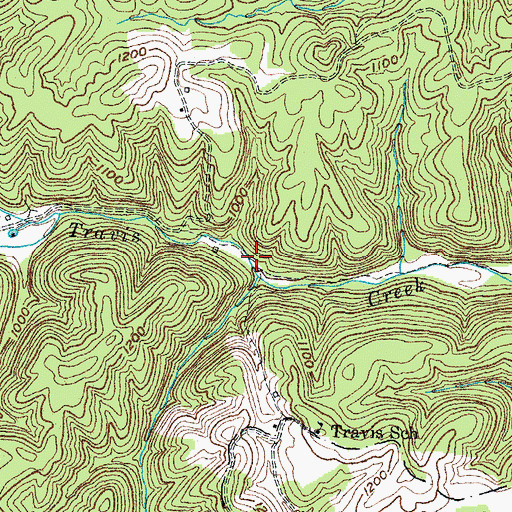 Topographic Map of Travis Church (historical), KY