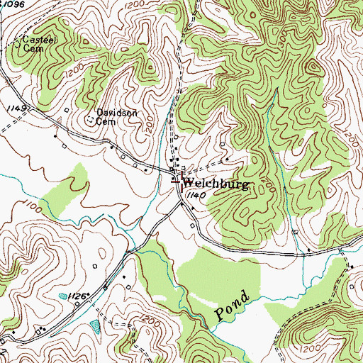 Topographic Map of Welchburg Post Office (historical), KY