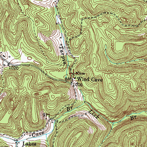 Topographic Map of Wind Cave Post Office (historical), KY
