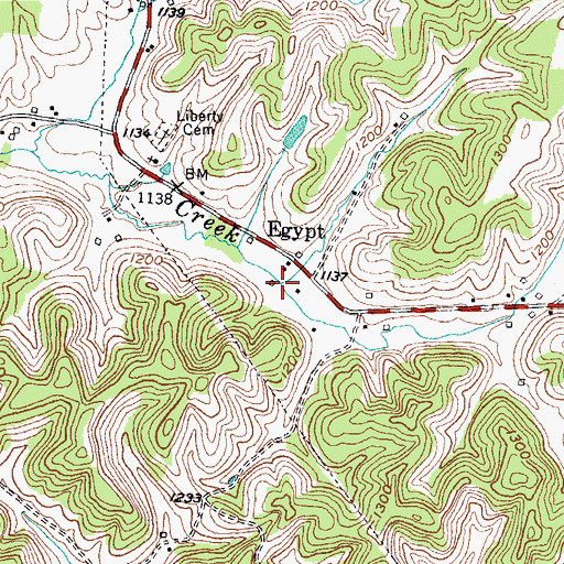 Topographic Map of Woods Branch, KY